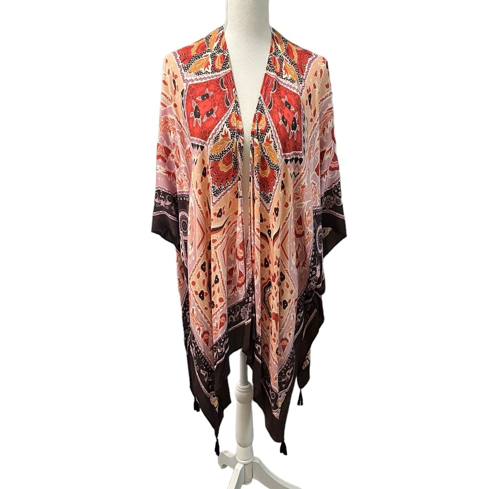 Vince Camuto Multicolored Bohemian Paisley Wrap W/Arm Holes OSFM - Picture 2 of 12